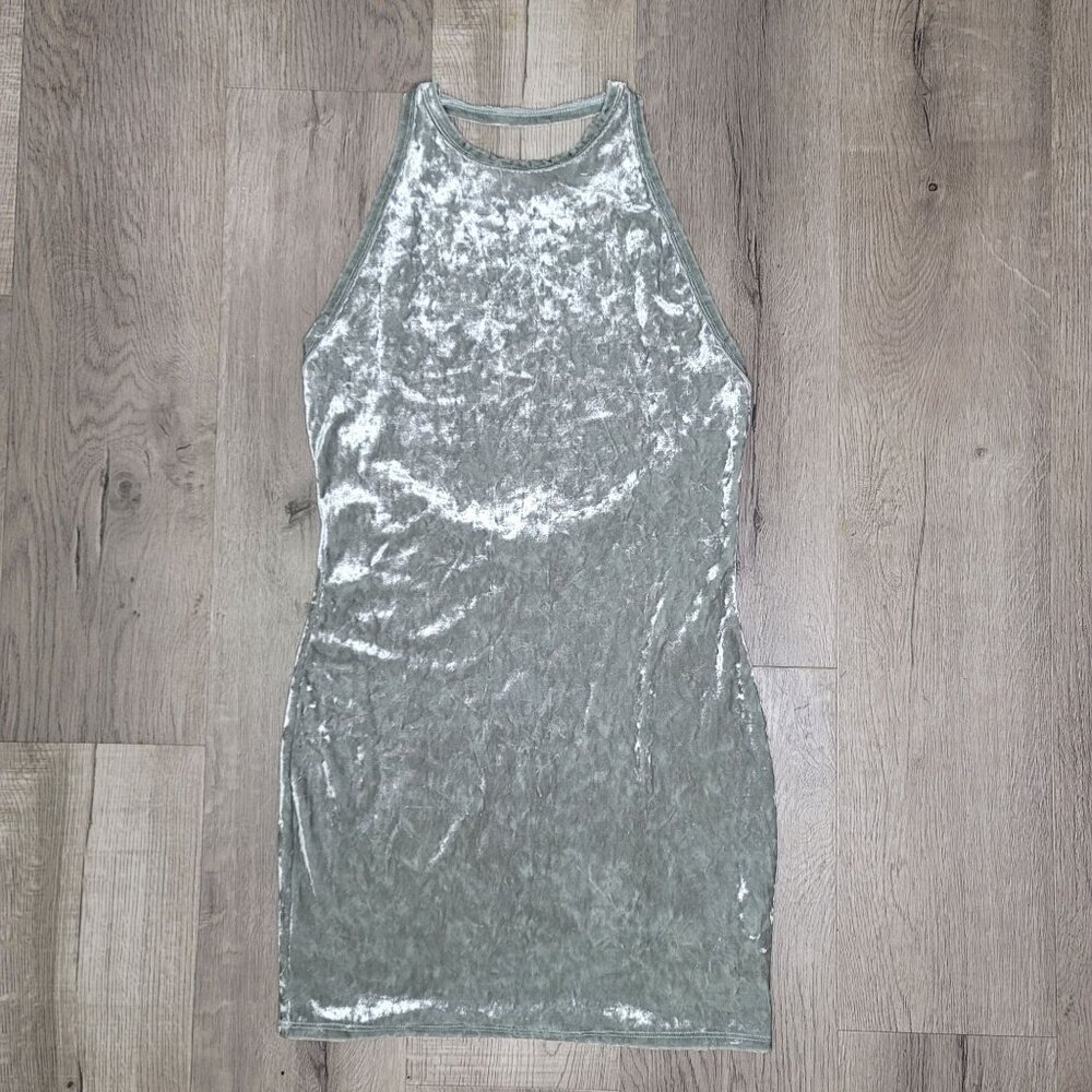 Sadie & Sage Silver blue Crushed Velvet Bodycon backles ini dress sexy Medium - Picture 9 of 9